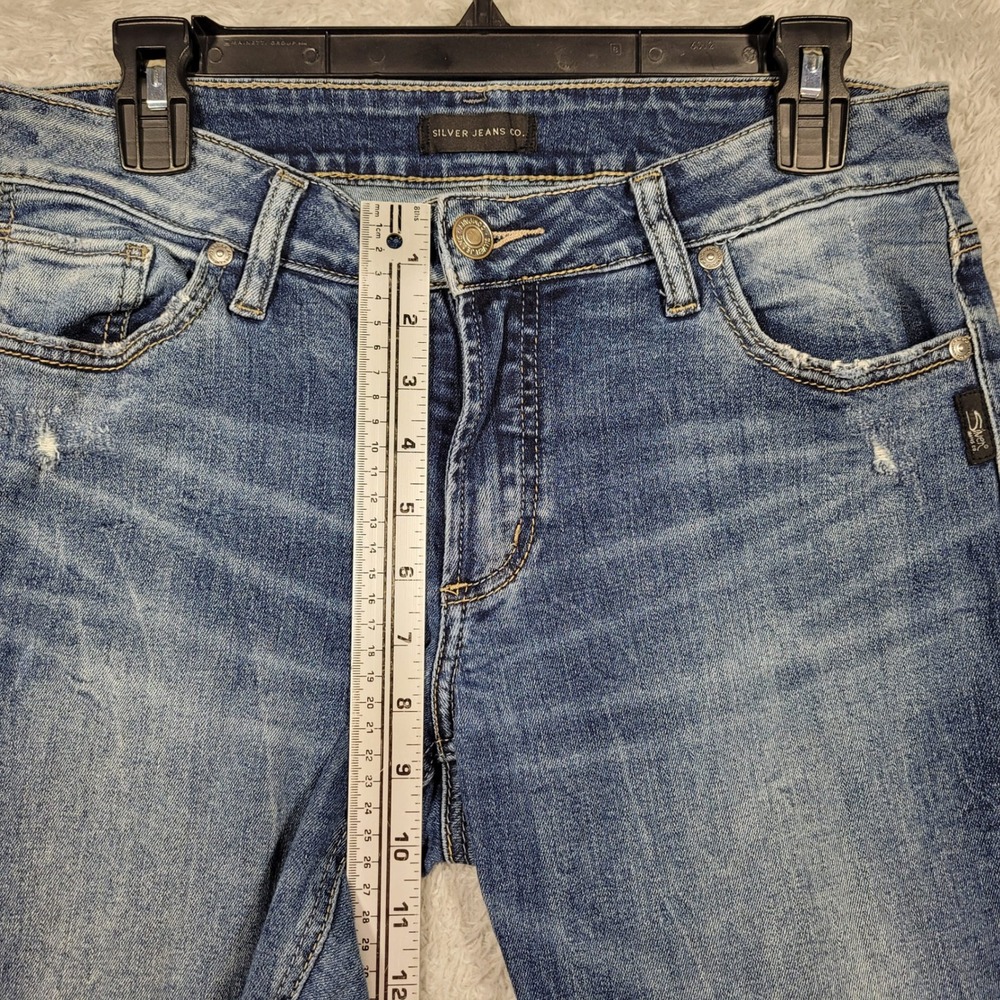 Silver Jeans Co Elyse Slim Boot Womens W30 L31 Blue Distressed Denim - Picture 5 of 13